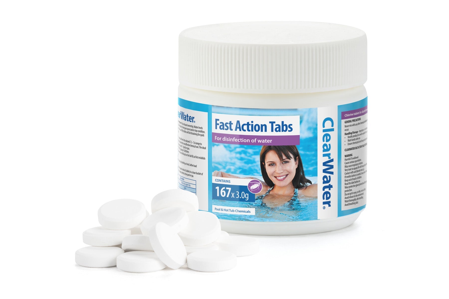 Rapid dissolving chlorine tablets for pools and hot tubs